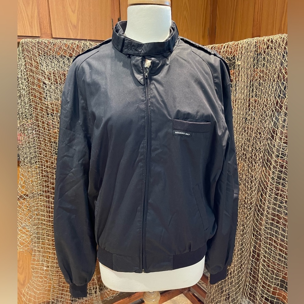 Mens Members Only Jacket Size 42 Black Racer Lined Bomber Europe Craft